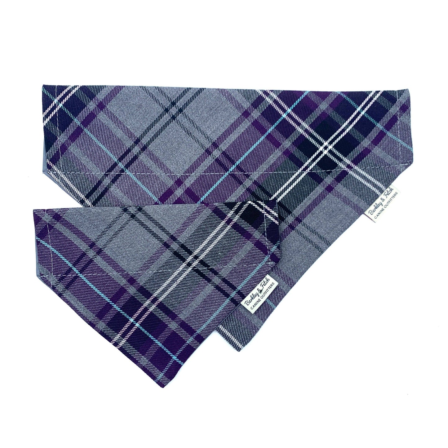 Barkley and Fetch - Purple/Grey Tartan Dog Bandana