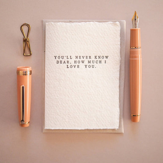 You'll never know letter press printed mini card