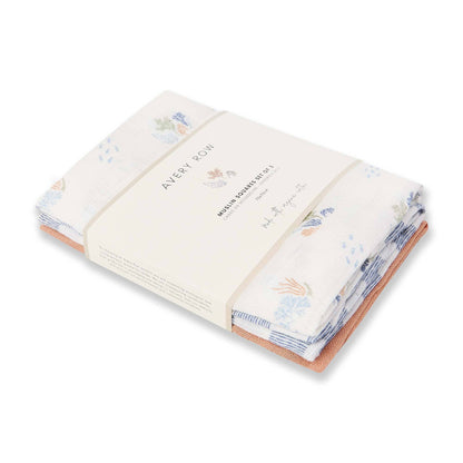Avery Row - Organic Baby Muslin Squares Set of 3 - Coastline