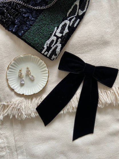 Women's Wide Velvet Hair Bow Clip