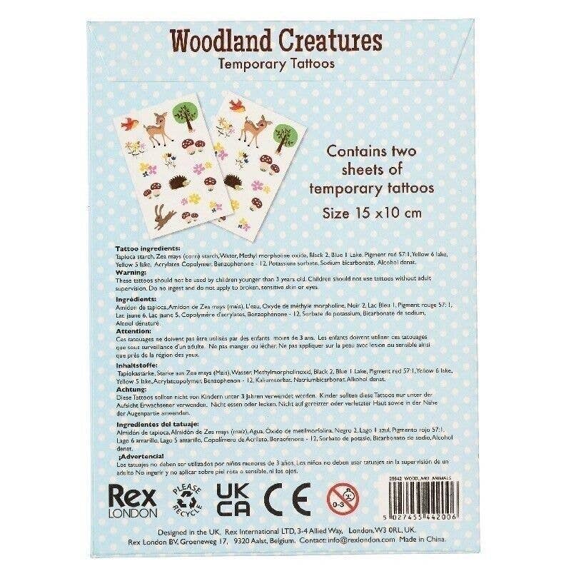 Rex London UK - Temporary Tattoos - Woodland Creatures