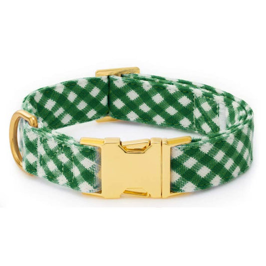 The Foggy Dog - Evergreen Gingham Dog Collar