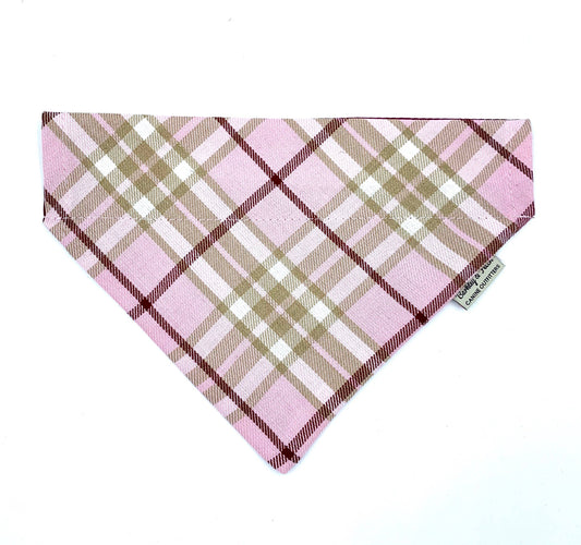 Barkley and Fetch - Pale Pink Tartan Dog Bandana