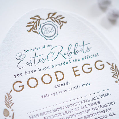 soch and co - Good egg Easter certificate