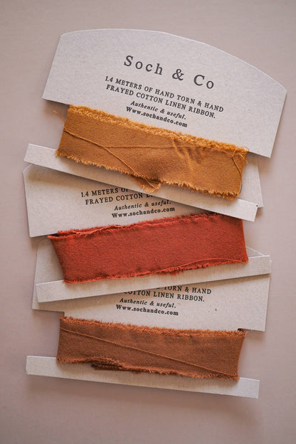 Hand frayed linen ribbon