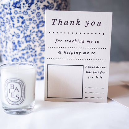 Thank you fill in the blank letter press cards