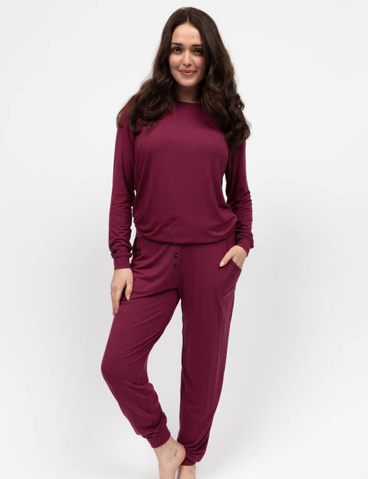 Cyberjammies - Yasmin Burgundy Jersey Slouch Pyjama Set
