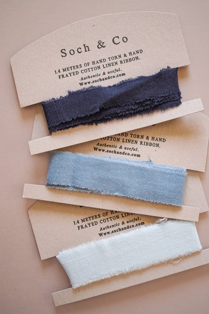 Hand frayed linen ribbon