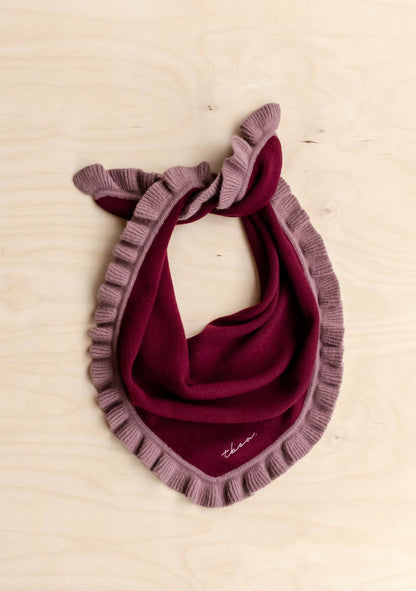TBCo - Merino Wool Triangle Scarf in Burgundy Ruffle