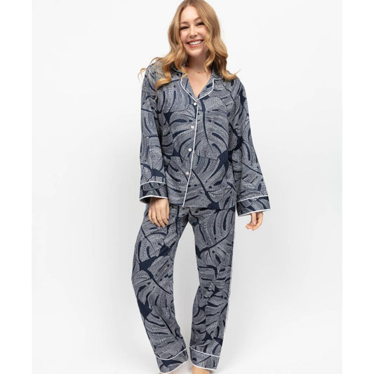 Fable and Eve - Knightsbridge Navy Leaf Pyjama Set