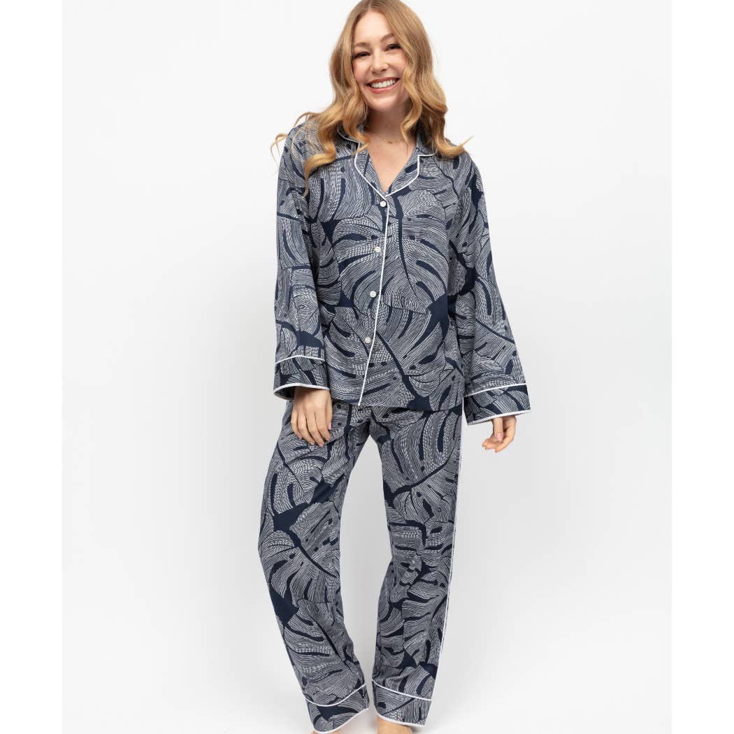 Fable and Eve - Knightsbridge Navy Leaf Pyjama Set