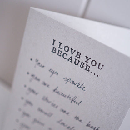 soch and co - I love you because fill in the blank letter press cards
