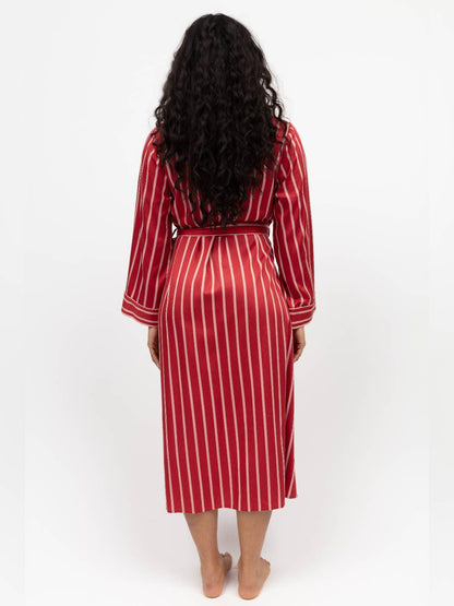 Cyberjammies - Shoreditch Rust Printed Stripe Long Dressing Gown