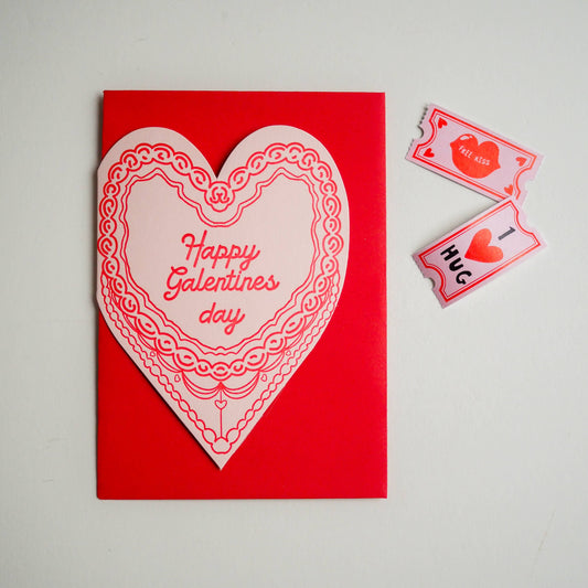 Happy Galentines cake heart card